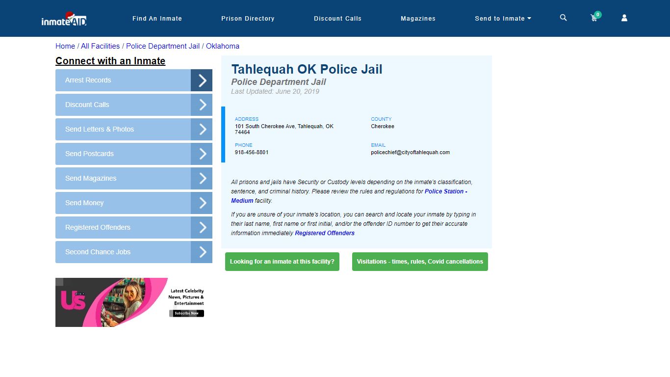 Tahlequah OK Police Jail & Inmate Search - Tahlequah, OK