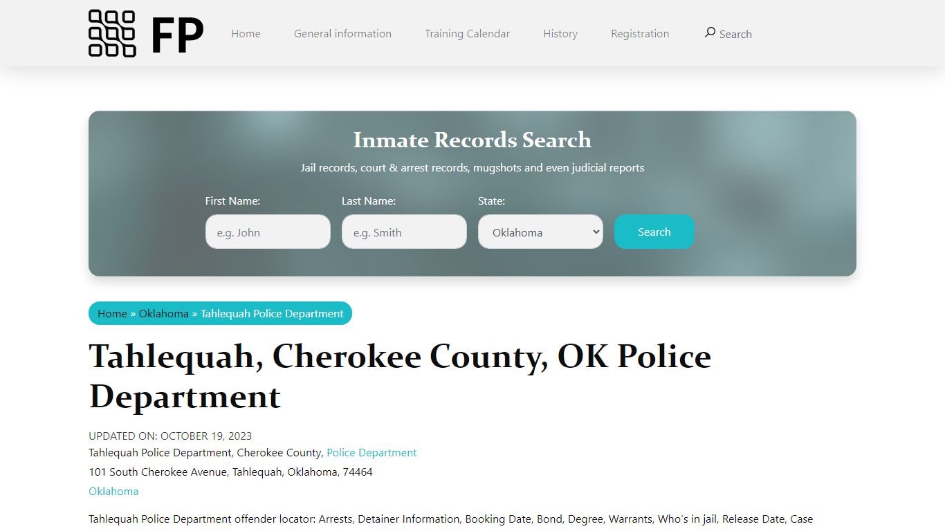 Tahlequah, OK Police - City Jail Inmates, Arrests